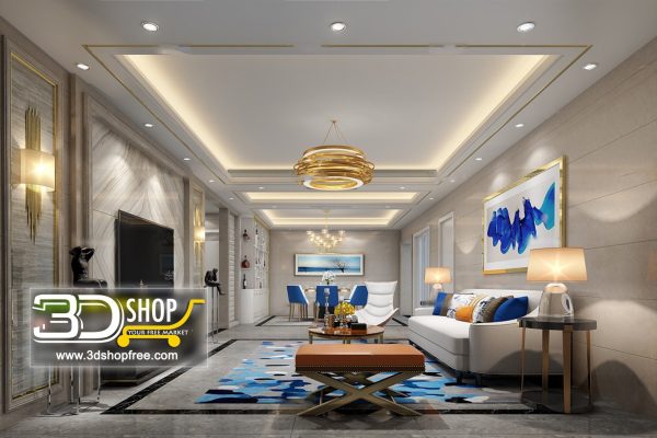 Living Room 3d Max Interior Scene 168