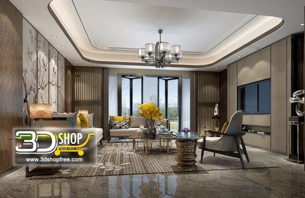Living Room 3d Max Interior Scene 174