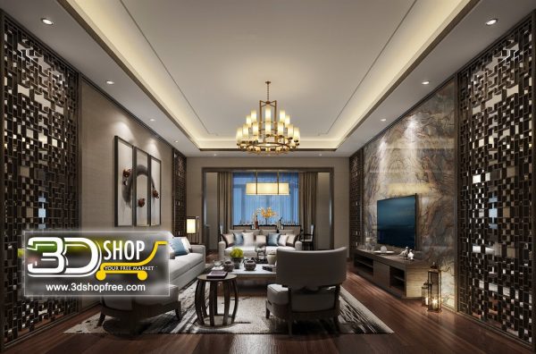 Living Room 3d Max Interior Scene 177