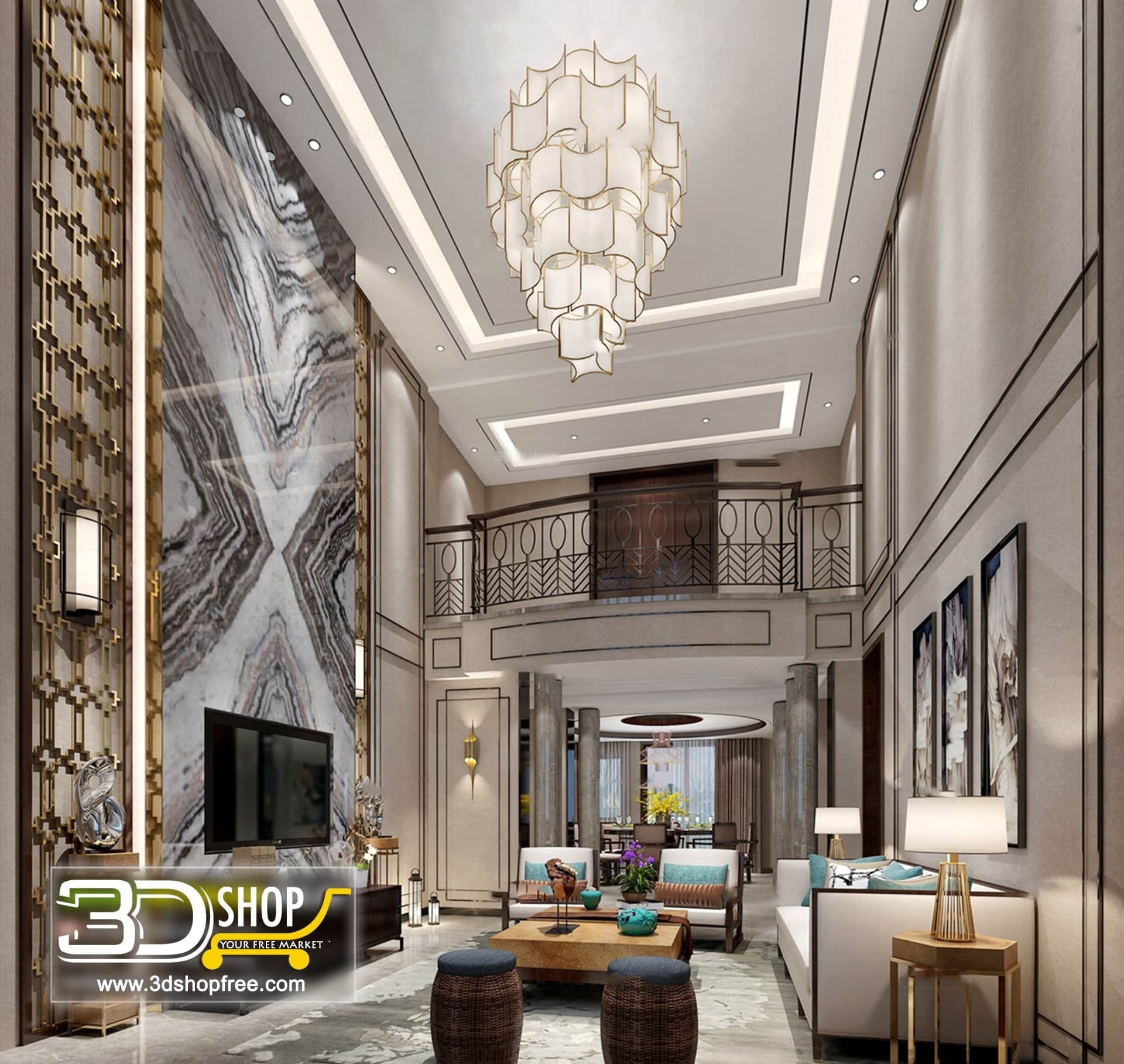 3d max, 3d model, 3dshop, Chinese style, Free download, Interior Design, Living, V-ray, Living Room