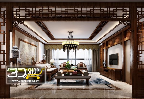 Living Room 3d Max Interior Scene 206