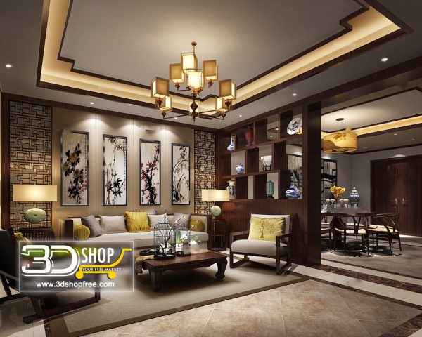 Living Room 3d Max Interior Scene 207