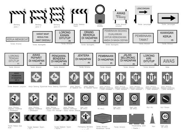 Road Signs In Malaysia Cad Blocks  024