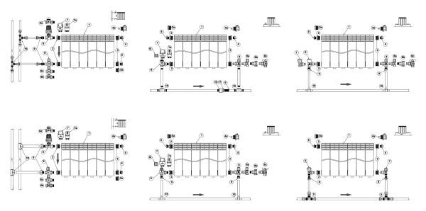 Connecting Radiators Cad Blocks 084
