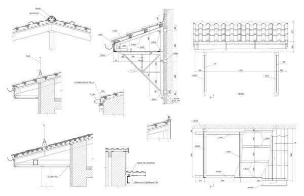 Details Of Roof Roof Tiles Cad Blocks 096