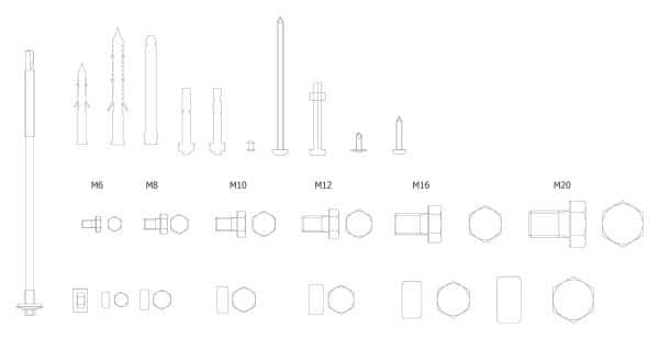 Bolts And Nuts Cad Blocks 101