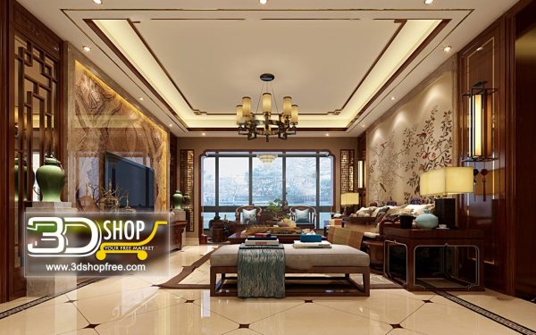 Living Room 3d Max Interior Scene 222