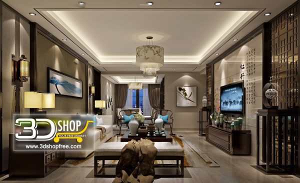 Living Room 3d Max Interior Scene 224