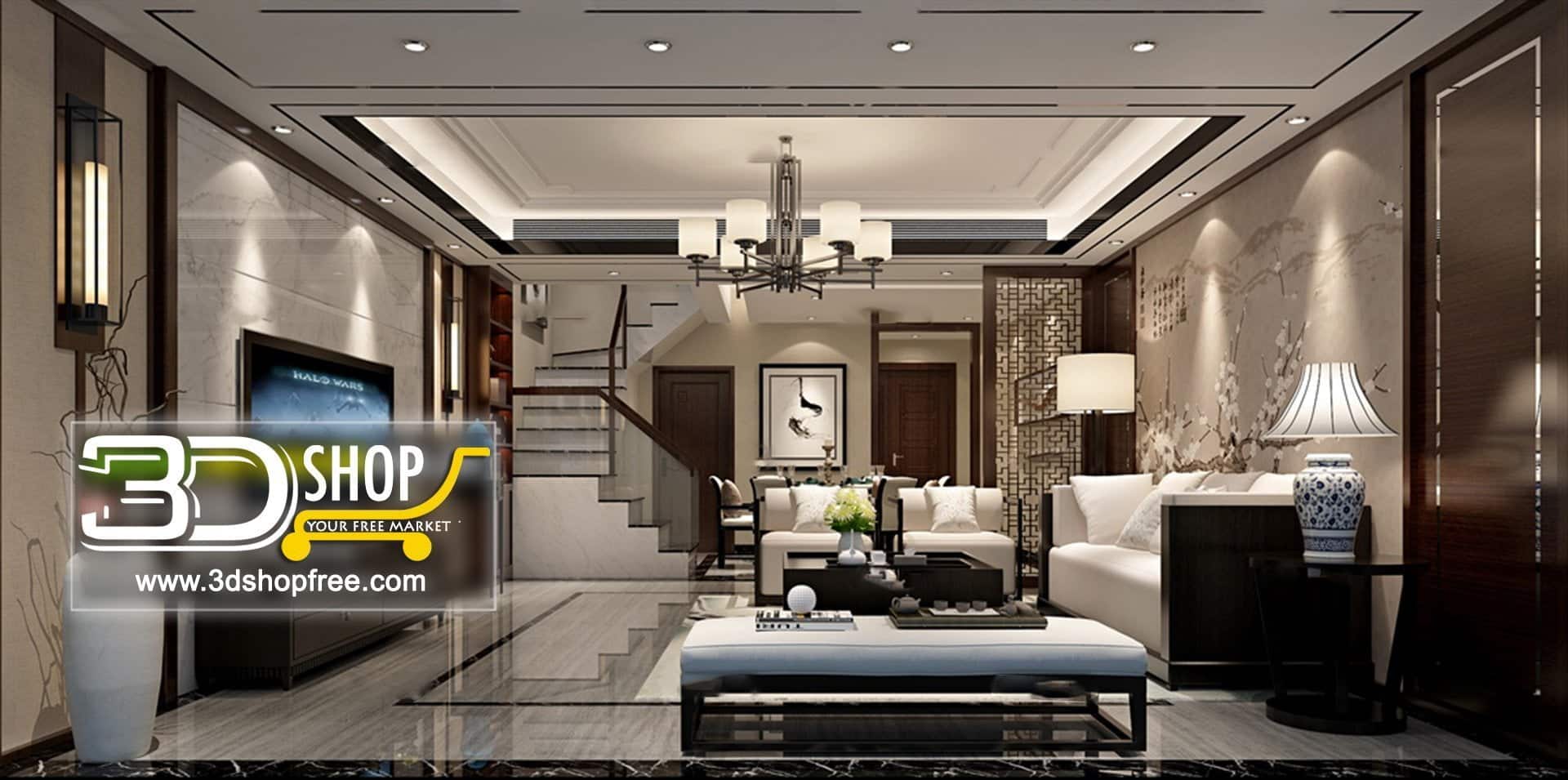 3d max, 3d model, 3dshop, Chinese style, Free download, Home Decor, Interior Design, Interior Scenes, Living, Living Room, V-ray