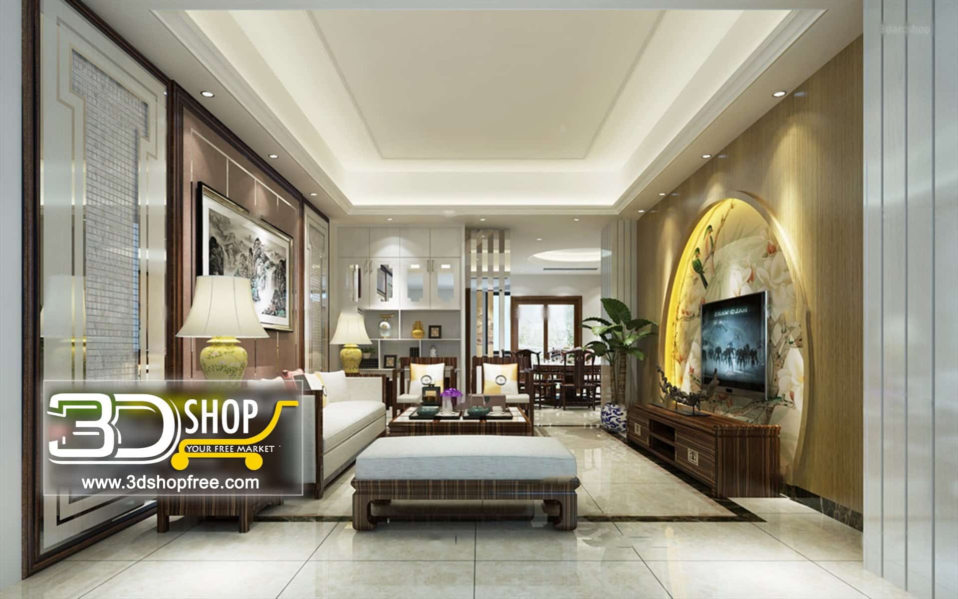 3dmax, 3dmodel, 3dshop, Free download, Interior Design, Living, V-ray