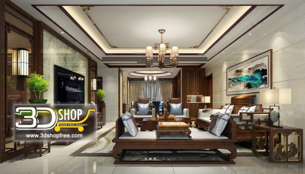 Living Room 3d Max Interior Scene 229