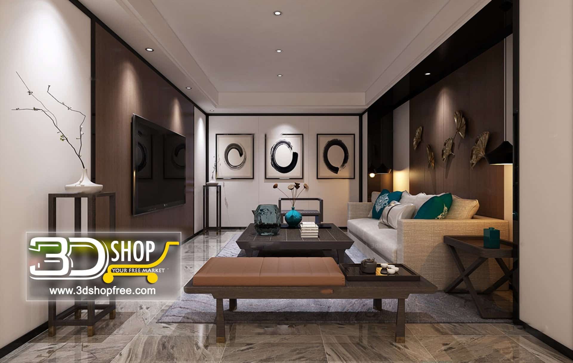 3d max, 3d model, 3dshop, Chinese style, Free download, Home Decor, Interior Design, Interior Scenes, Living, Living Room, V-ray