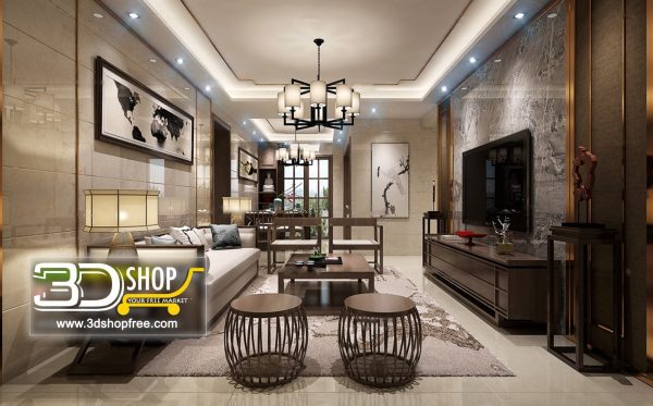 Living Room 3d Max Interior Scene 244