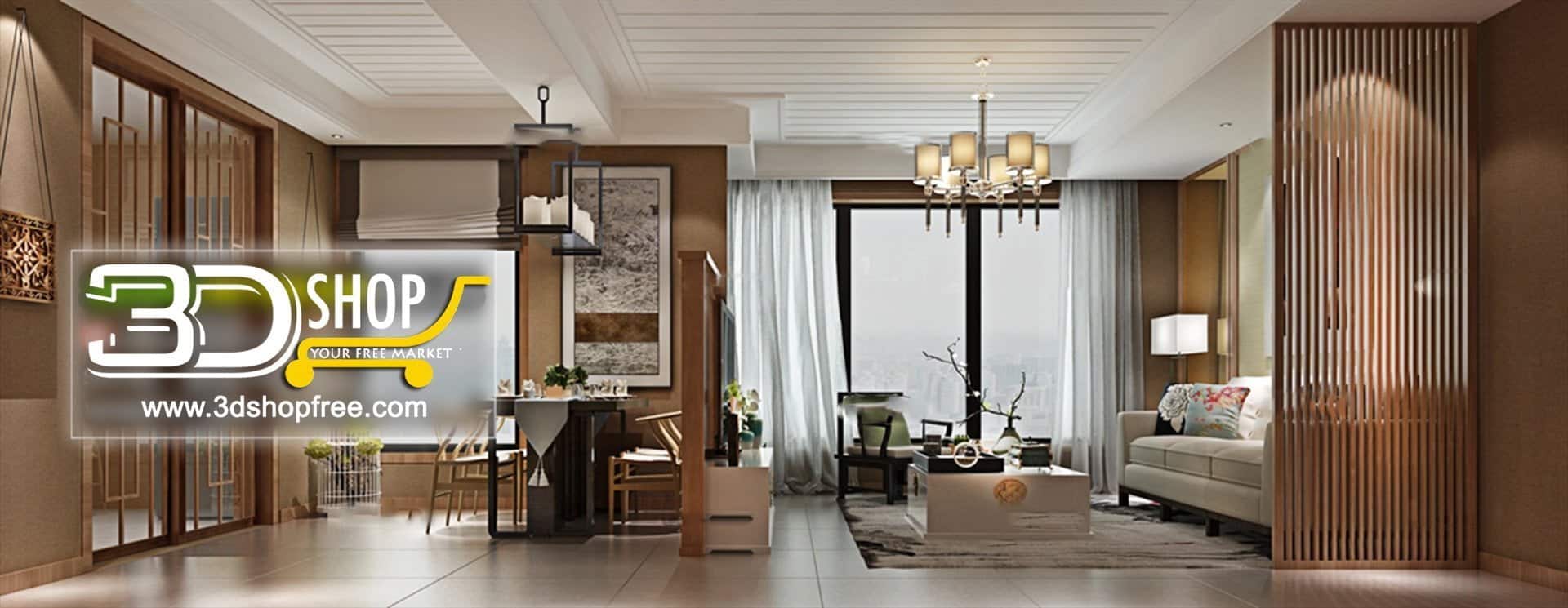 3dmax, 3dmodel, 3dshop, Free download, Interior Design, Living, V-ray, Chinese Style, Living Room, Interior Scenes, Home Decor