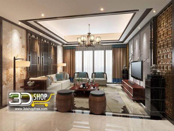 Living Room 3d Max Interior Scene 250