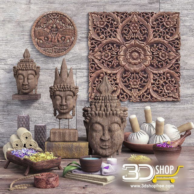 3d max, 3d model, 3dshop, Accessories, Bathroom, Free download, Home, Spa, V-ray, Set Of Spa, Bathroom Items