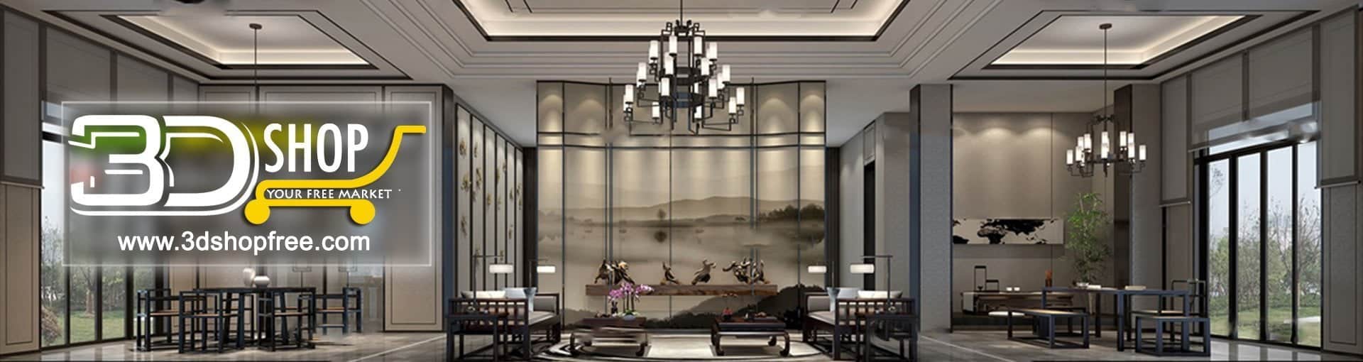 3d max, 3d model, 3dshop, Chinese style, Free download, Interior Design, Interior Scene Free Download, Interior Scenes, Living, Living Room, V-ray