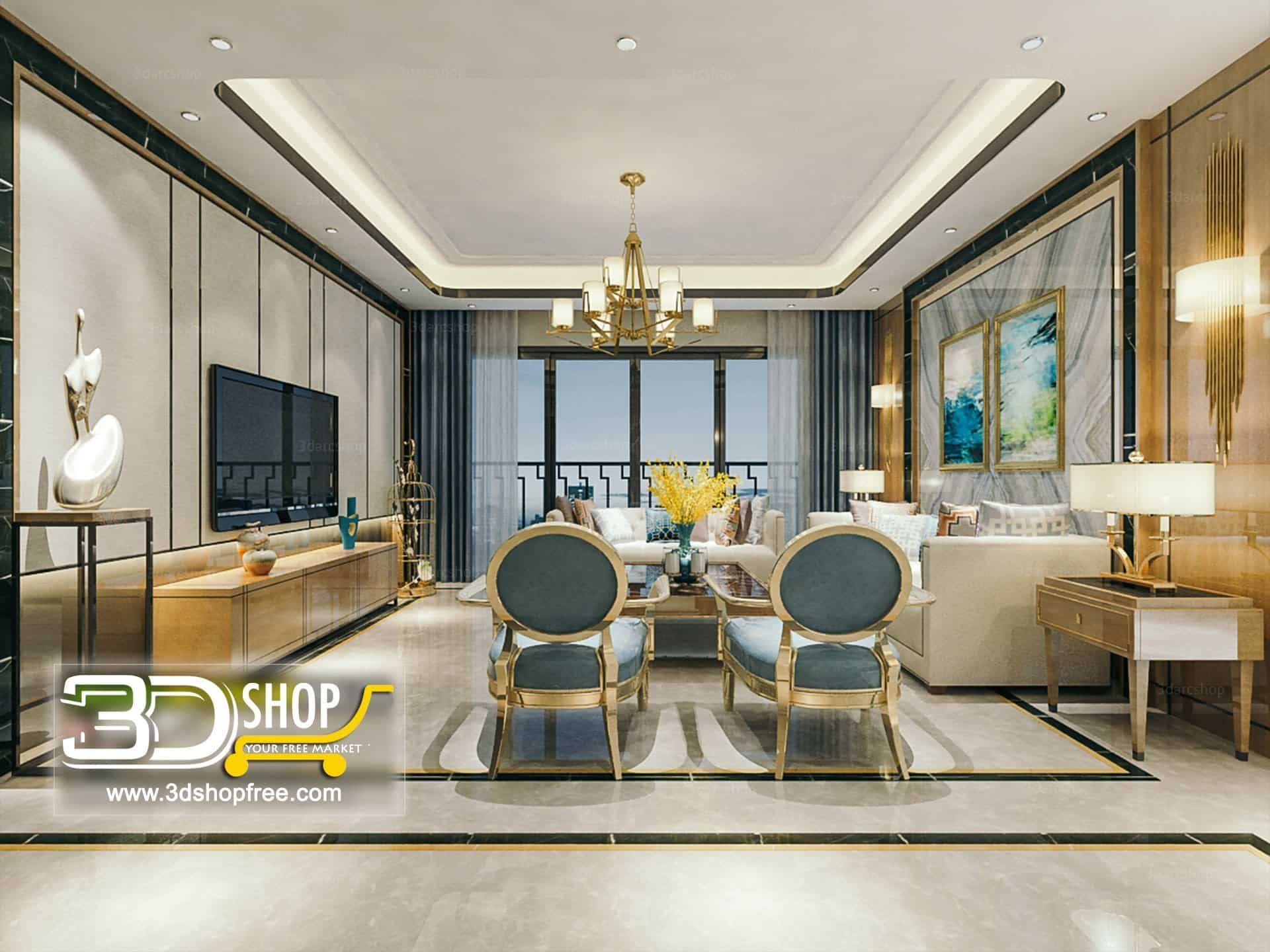 3d max, 3d model, 3dshop, Chinese style, Free download, Interior Design, Interior Scene Free Download, Interior Scenes, Living, Living Room, V-ray