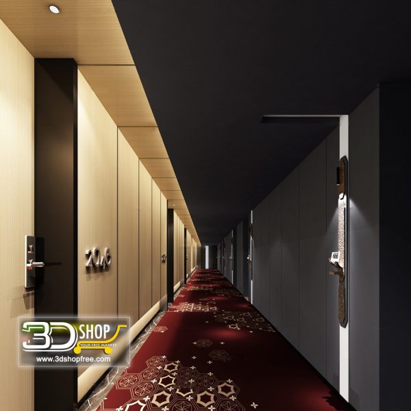 Hotel Corridor 3d Max Interior Scene 017