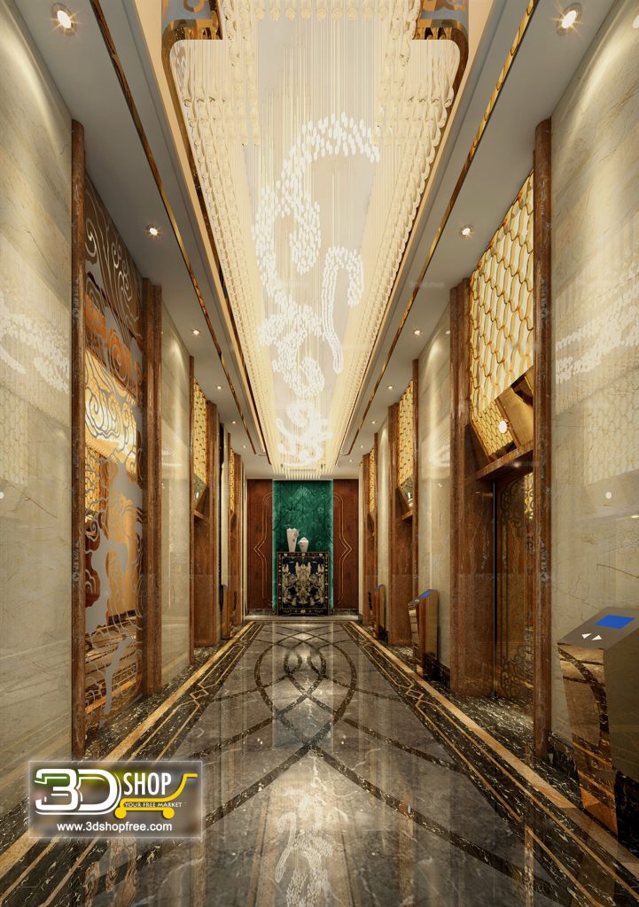 Elevator Lobby 3d Max Interior Scene 028 - 3DSHOPFREE.COM