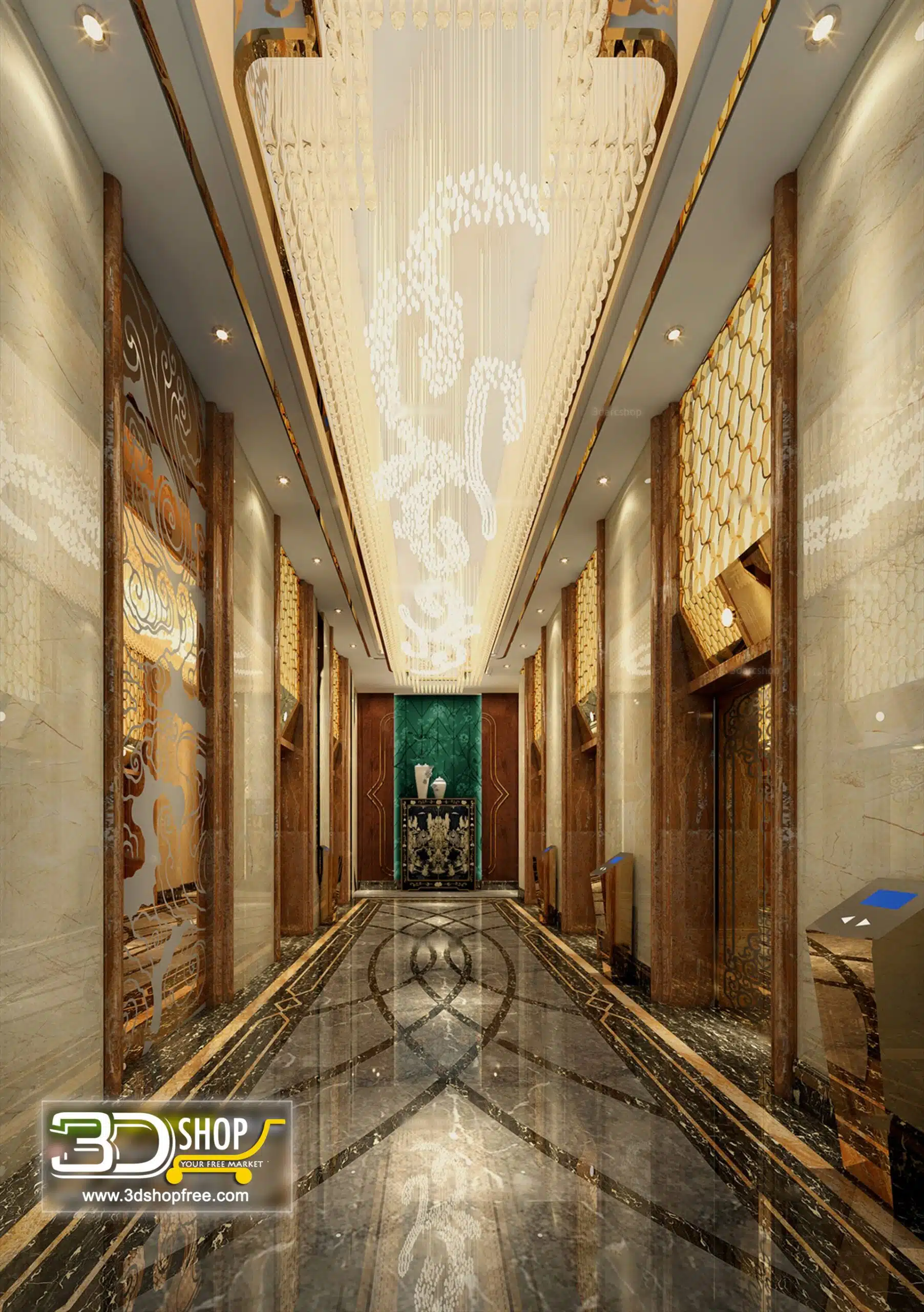 Elevator Lobby 3d Max Interior Scene 028 – 3dshopfree