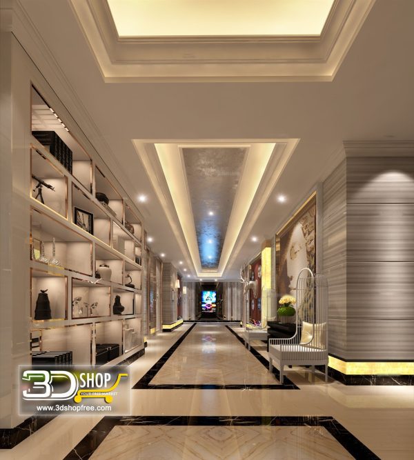 Hotel Lobby 3d Max Interior Scene 030