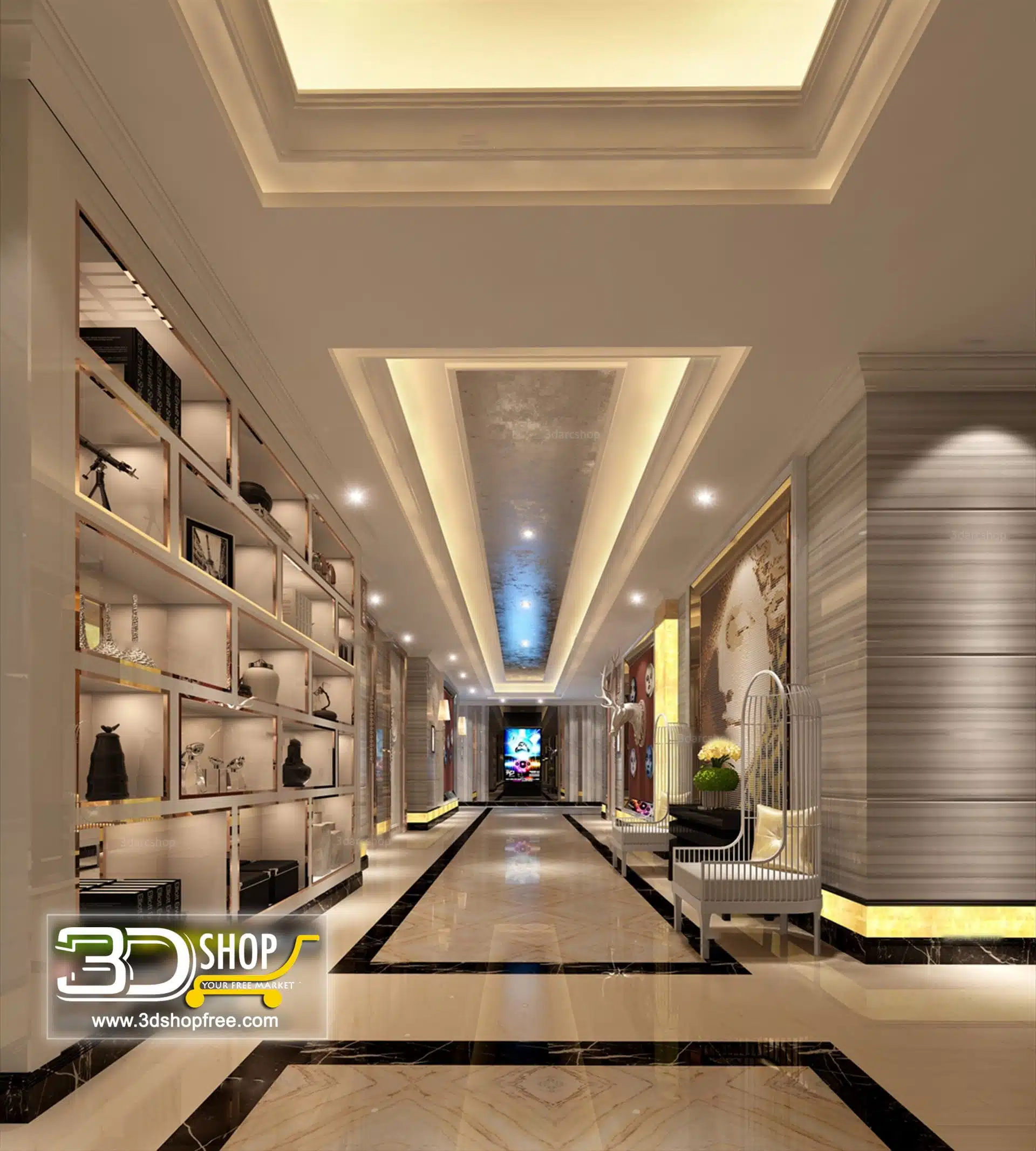 Hotel Lobby 3d Max Interior Scene 030 - 3dshopfree
