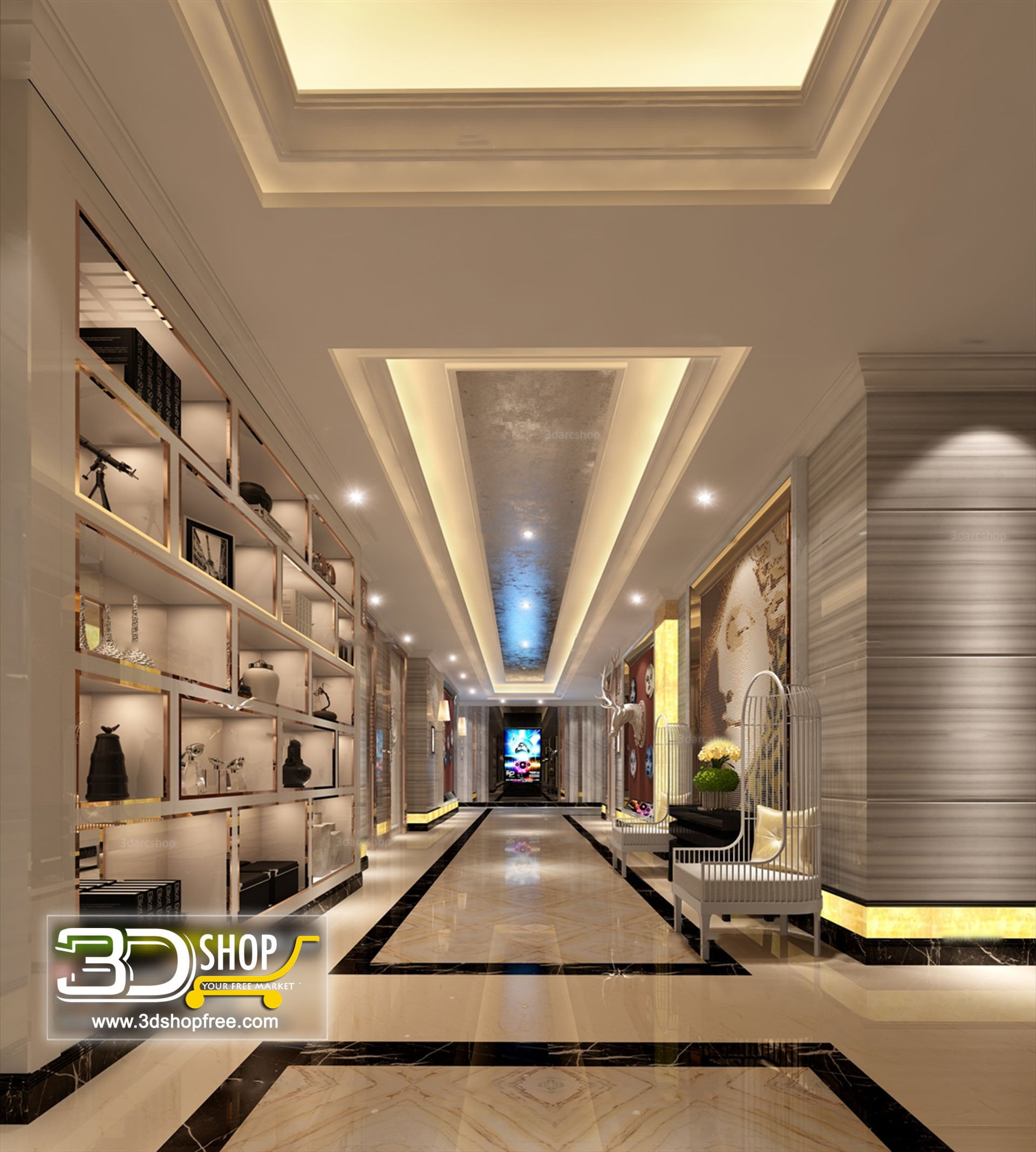 3d max, 3d model, 3dshop, Corona, Corridor, Elevator Lobby, Free download, hotel, Interior, Interior Design, Interior Scene, Interior Scene Free Download, Lobby, V-ray