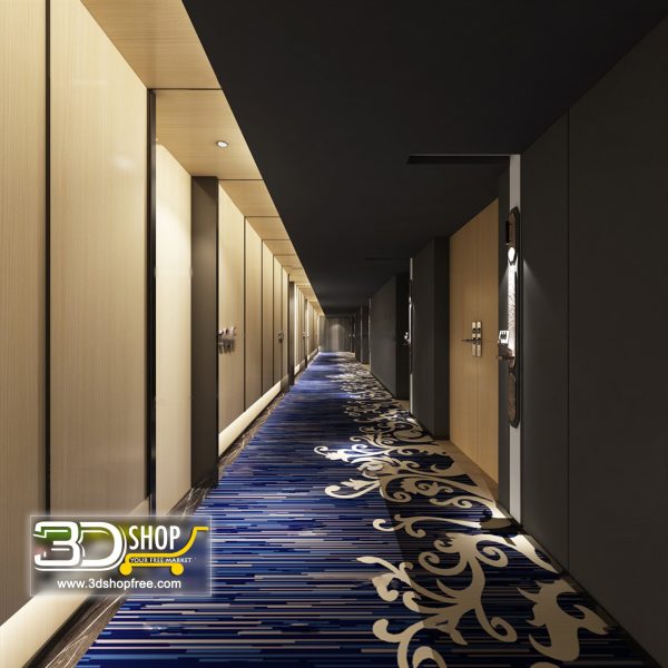 Hotel Corridor  3d Max Interior Scene 033