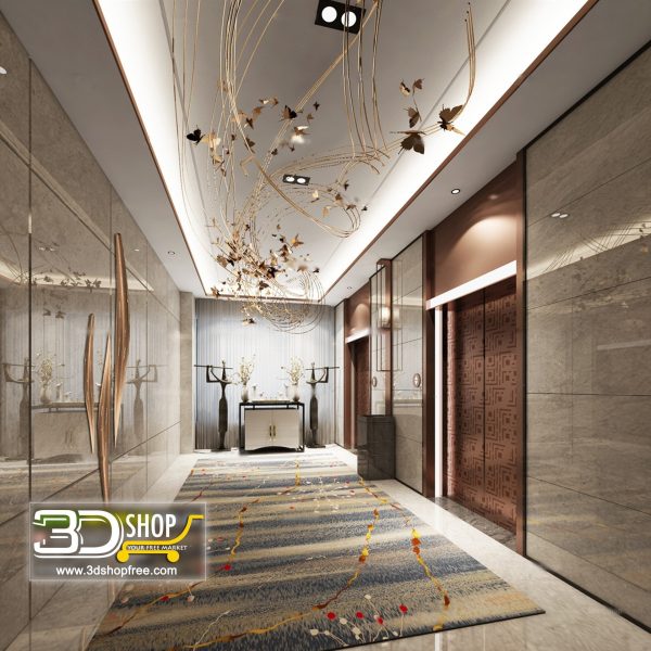036 Elevator Lobby 3d Max Interior Scene
