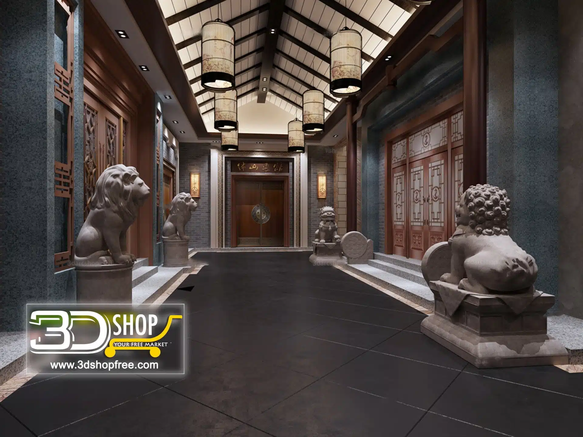 039 Elevator Lobby 3d Max Interior Scene – 3dshopfree