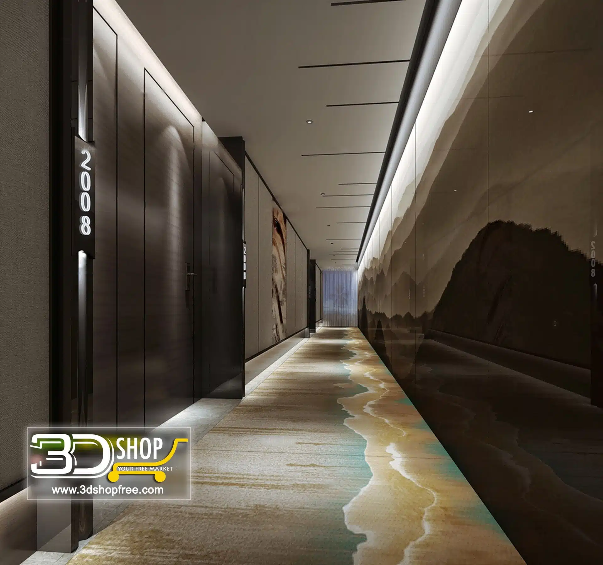 040 Elevator Lobby 3d Max Interior Scene – 3dshopfree