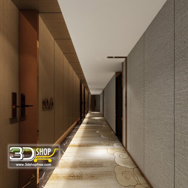 047 Hotel Corridor 3d Max Interior Scene