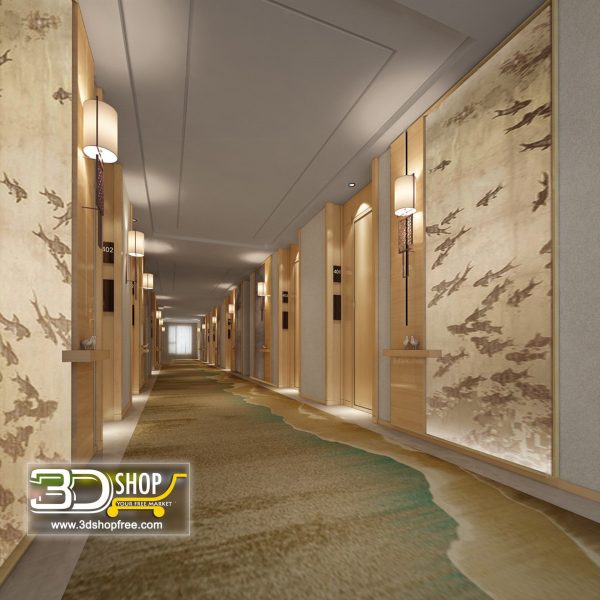 049 Hotel Corridor 3d Max Interior Scene