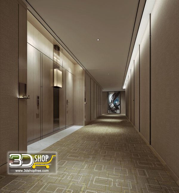 050 Hotel Corridor 3d Max Interior Scene