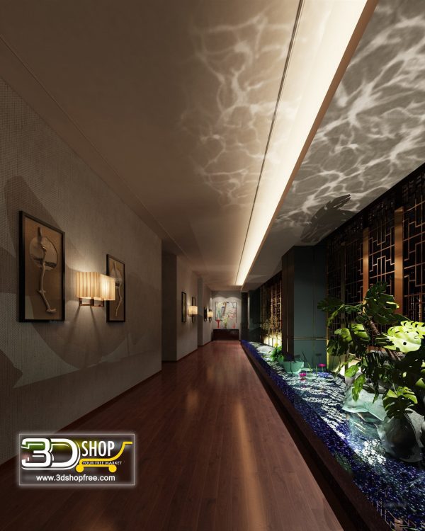051 Hotel Corridor 3d Max Interior Scene