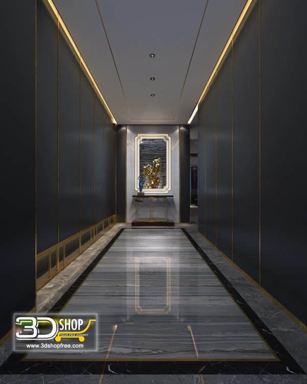 052 Hotel Corridor 3d Max Interior Scene