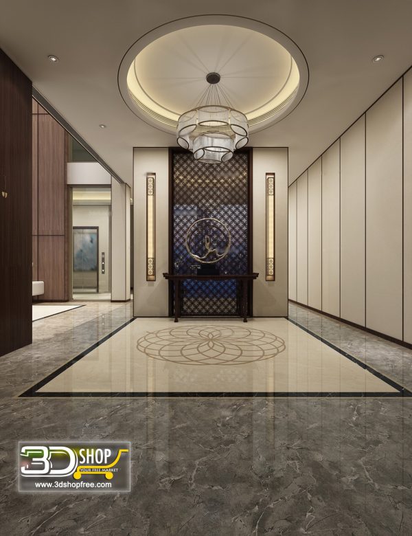 053 Elevator Lobby 3d Max Interior Scene