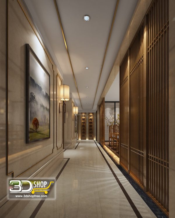 055 Hotel Corridor 3d Max Interior Scene