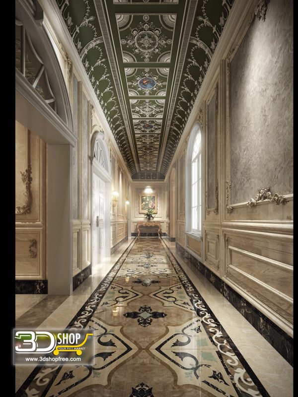 057 Hotel Corridor 3d Max Interior Scene