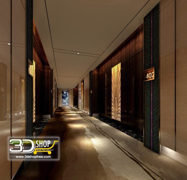 060 Hotel Corridor 3d Max Interior Scene