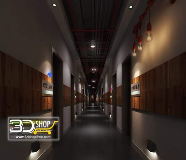 062 Hotel Corridor 3d Max Interior Scene
