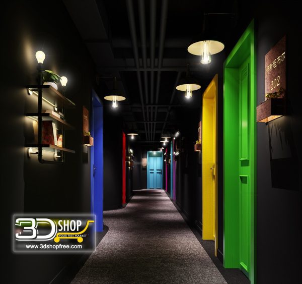 063 Hotel Corridor 3d Max Interior Scene