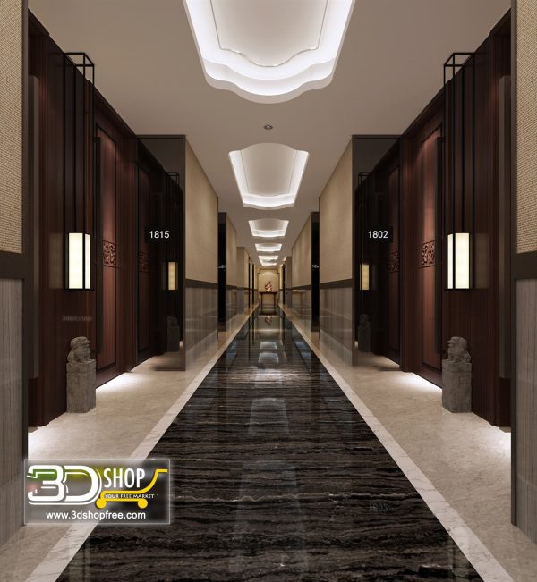 065 Hotel Corridor 3d Max Interior Scene