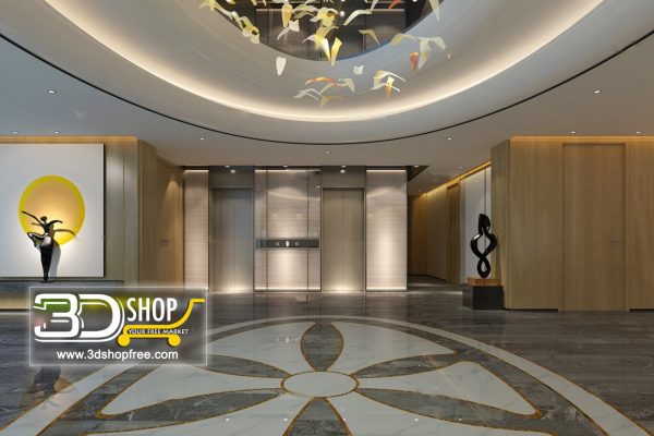 077 Elevator Lobby 3d Max Interior Scene