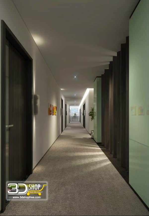 078 Hotel Corridor 3d Max Interior Scene