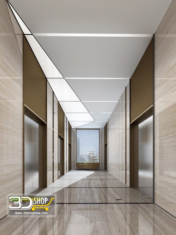 080 Elevator Lobby 3d Max Interior Scene
