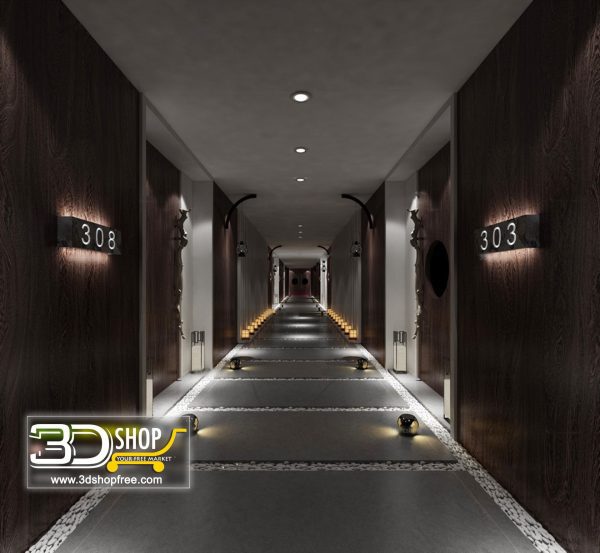 081 Hotel Corridor 3d Max Interior Scene