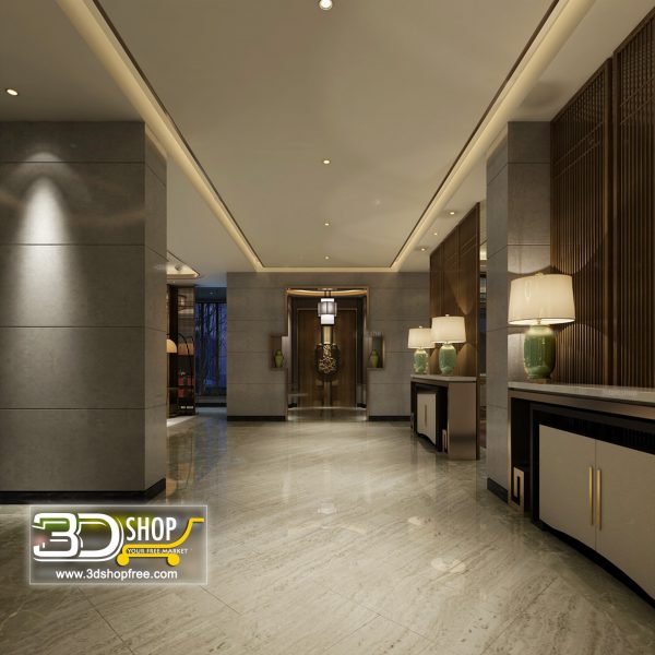 Elevator Lobby 3d Max Interior Scene 086