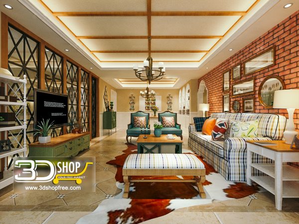 Living Room 3d Max Interior Scene 303